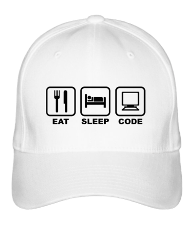 Бейсболка Eat sleep code (Ешь, Спи, Программируй)