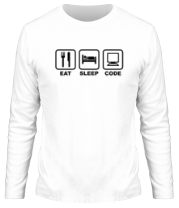 Мужская футболка длинный рукав Eat sleep code (Ешь, Спи, Программируй) фото