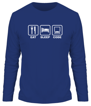 Мужская футболка длинный рукав Eat sleep code (Ешь, Спи, Программируй)