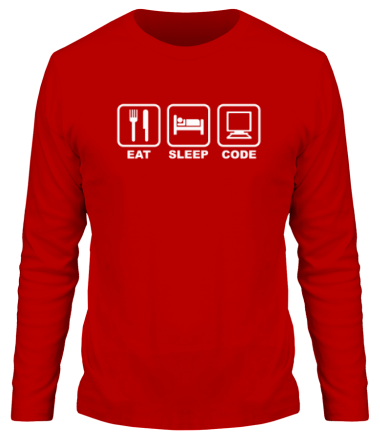 Мужская футболка длинный рукав Eat sleep code (Ешь, Спи, Программируй)