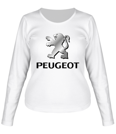 Женская футболка длинный рукав Peugeot | Silver Logo