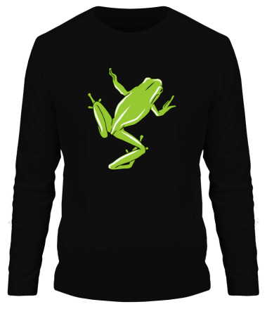 Мужская футболка длинный рукав Зеленая лягушка