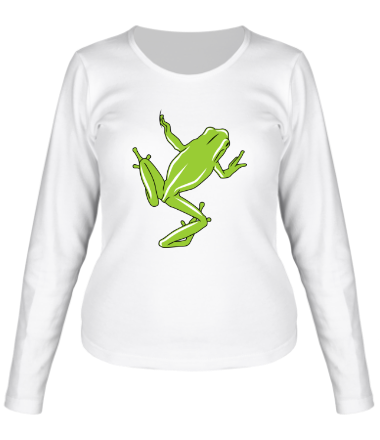 Женская футболка длинный рукав Зеленая лягушка