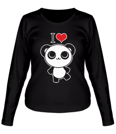 Женская футболка длинный рукав Я люблю панд