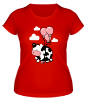 Женская футболка Корова с шариками фото