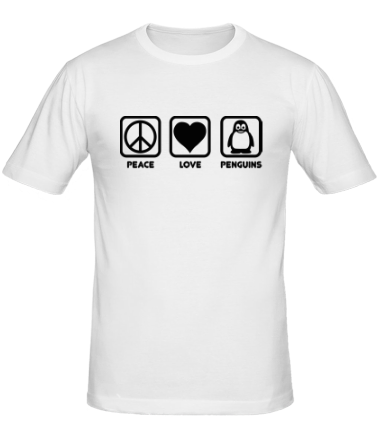 Мужская футболка Peace love penguins