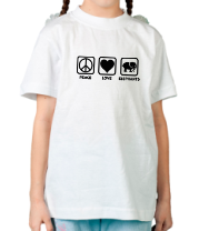 Детская футболка Peace love elephants фото