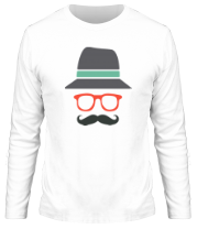 Мужская футболка длинный рукав Хипстер в шляпе фото