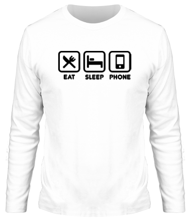 Мужская футболка длинный рукав Eat sleep phone
