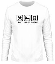 Мужская футболка длинный рукав Eat sleep phone фото