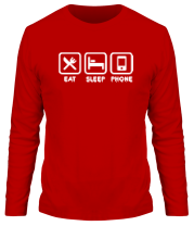 Мужская футболка длинный рукав Eat sleep phone фото