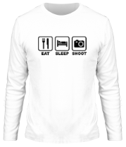 Мужская футболка длинный рукав Eat Sleep Shoot фото