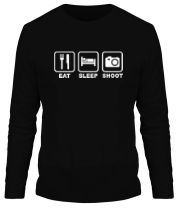 Мужская футболка длинный рукав Eat Sleep Shoot фото