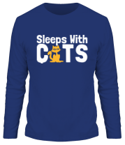 Мужская футболка длинный рукав Sleeps with cats фото