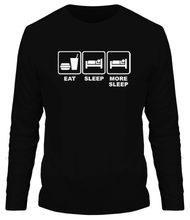Мужская футболка длинный рукав Eat Sleep More sleep