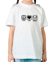 Детская футболка Peace Love Pandas фото