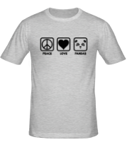 Мужская футболка Peace Love Pandas фото