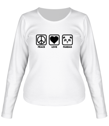 Женская футболка длинный рукав Peace Love Pandas
