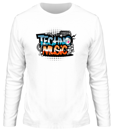 Мужская футболка длинный рукав Techno music