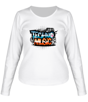 Женская футболка длинный рукав Techno music фото