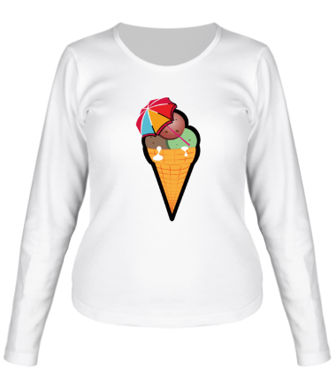 Женская футболка длинный рукав Мороженое