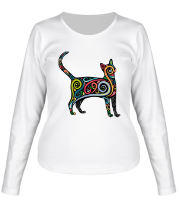 Женская футболка длинный рукав Декоративный кот фото