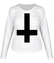Женская футболка длинный рукав Перевернутый крест фото