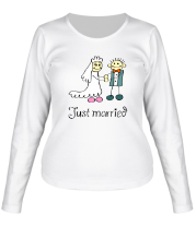 Женская футболка длинный рукав Just married фото