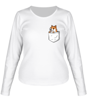 Женская футболка длинный рукав Карманный Doge фото