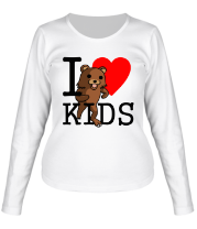 Женская футболка длинный рукав I love kids | Педобир фото