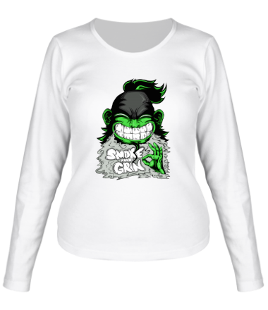 Женская футболка длинный рукав Smoke and green