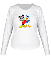 Женская футболка длинный рукав Микки Маус и Дональд Дак фото