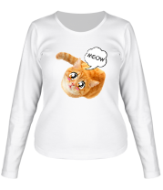 Женская футболка длинный рукав Кошечка с глазами аниме фото