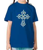 Детская футболка Готический крест в тату стиле (свет) фото