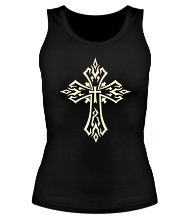 Женская майка борцовка Готический крест в тату стиле (свет)