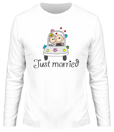 Мужская футболка длинный рукав Just married - медовый месяц