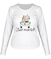 Женская футболка длинный рукав Just married - медовый месяц