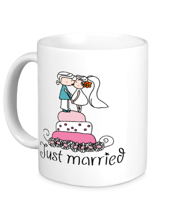 Кружка Just married - свадебный торт