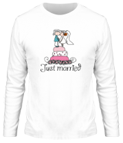 Мужская футболка длинный рукав Just married - свадебный торт