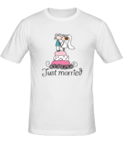 Мужская футболка Just married - свадебный торт