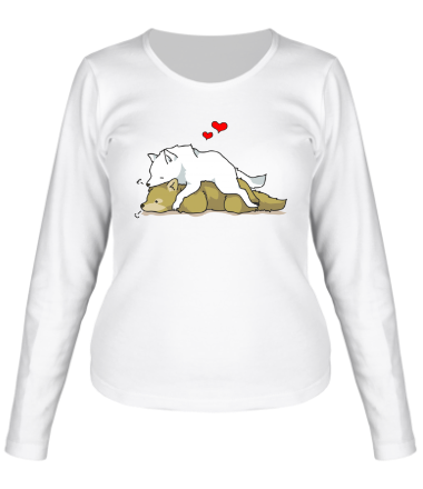 Женская футболка длинный рукав Влюбленные волки