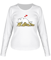 Женская футболка длинный рукав Влюбленные волки