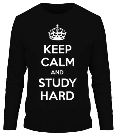 Мужская футболка длинный рукав Keep calm and study hard