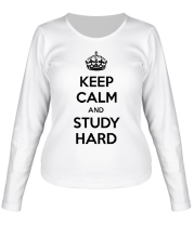 Женская футболка длинный рукав Keep calm and study hard фото