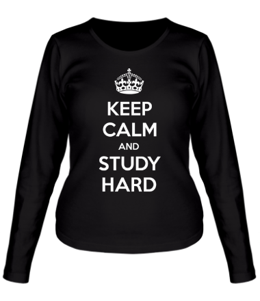 Женская футболка длинный рукав Keep calm and study hard