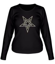 Женская футболка длинный рукав Звезда пентаграмма (свет) фото