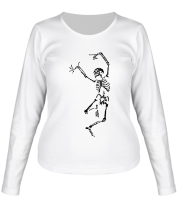 Женская футболка длинный рукав Танцующий скелет фото