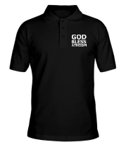 Мужская футболка поло God bless atheism фото