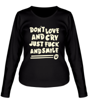 Женская футболка длинный рукав Don't love and cry фото