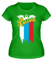 Женская футболка Russia каллиграфия флаг фото
